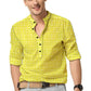 Men's Printed Spread Collar Casual Shirt Yellow